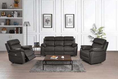 Dandrea Genuine Leather Grey Electric Power Recliner 3+1+1 Seater Sofa Set