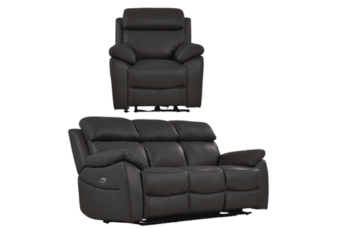 Dandrea Genuine Leather Grey Electric Power Recliner 3+1 Seater Sofa Set