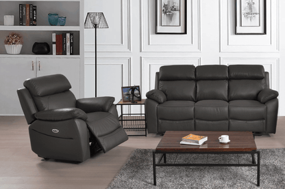 Dandrea Genuine Leather Grey Electric Power Recliner 3+1 Seater Sofa Set
