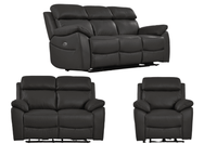 Dandrea Genuine Leather Grey Electric Power Recliner 3+2+1 Seater Sofa Set