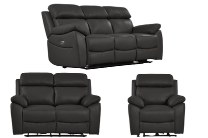 Dandrea Genuine Leather Grey Electric Power Recliner 3+2+1 Seater Sofa Set