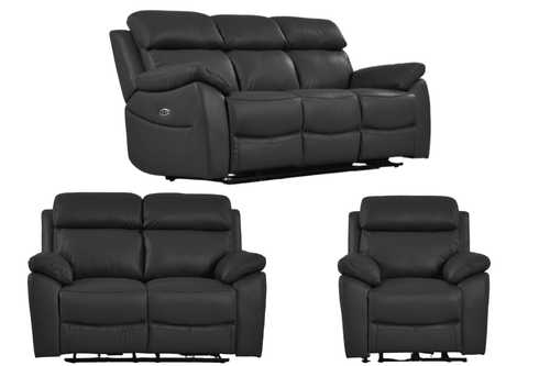 Dandrea Genuine Leather Grey Electric Power Recliner 3+2+1 Seater Sofa Set