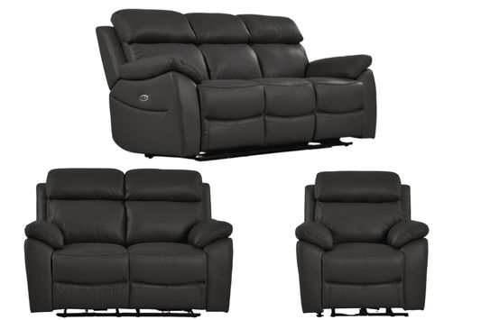 Dandrea Genuine Leather Grey Electric Power Recliner 3+2+1 Seater Sofa Set