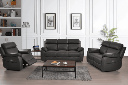 Dandrea Genuine Leather Grey Electric Power Recliner 3+2+1 Seater Sofa Set
