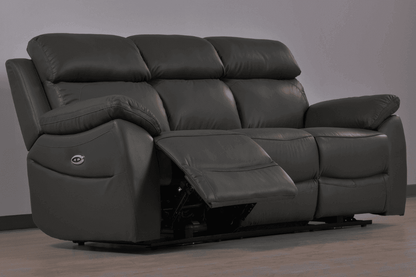 Dandrea Genuine Leather Grey Electric Power Recliner 3+3 Seater Sofa Set