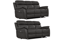 Dandrea Genuine Leather Grey Electric Power Recliner 3+3 Seater Sofa Set