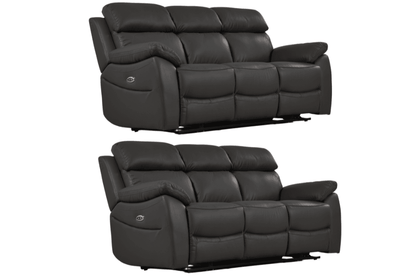 Dandrea Genuine Leather Grey Electric Power Recliner 3+3 Seater Sofa Set