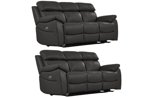 Dandrea Genuine Leather Grey Electric Power Recliner 3+3 Seater Sofa Set
