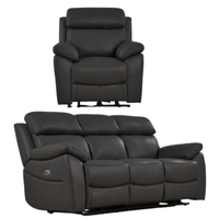 Dandrea Genuine Leather Grey Electric Power Recliner 3+1 Seater Sofa Set