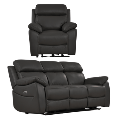 Dandrea Genuine Leather Grey Electric Power Recliner 3+1 Seater Sofa Set