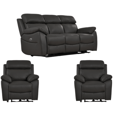 Dandrea Genuine Leather Grey Electric Power Recliner 3+1+1 Seater Sofa Set
