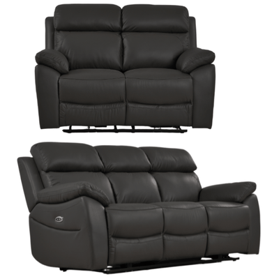 Dandrea Genuine Leather Grey Electric Power Recliner 3+2 Seater Sofa Set