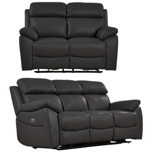 Dandrea Genuine Leather Grey Electric Power Recliner 3+2 Seater Sofa Set