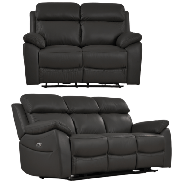 Dandrea Genuine Leather Grey Electric Recliner 3+2 Seater Sofa Set