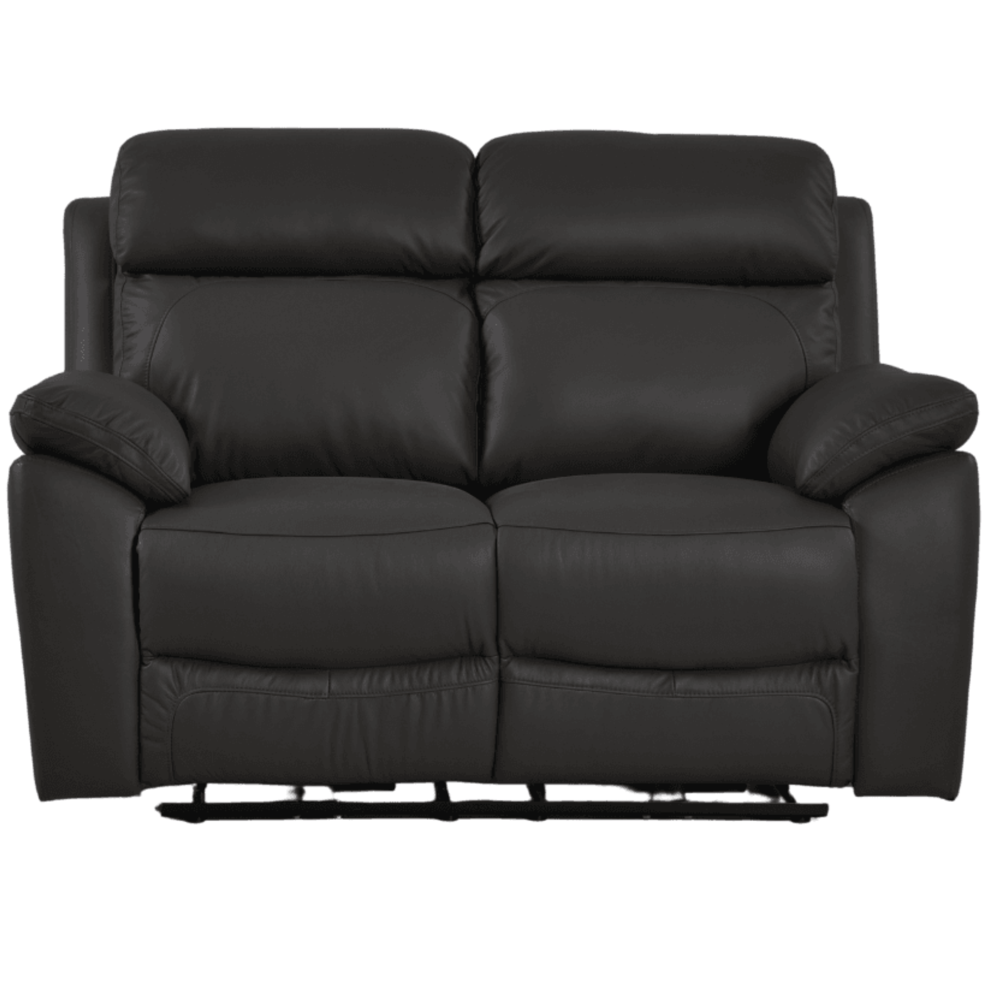 Black leather reclining sofa on a white background