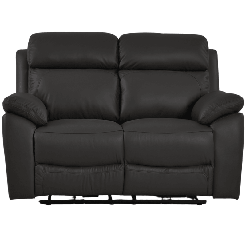 Black leather reclining sofa on a white background