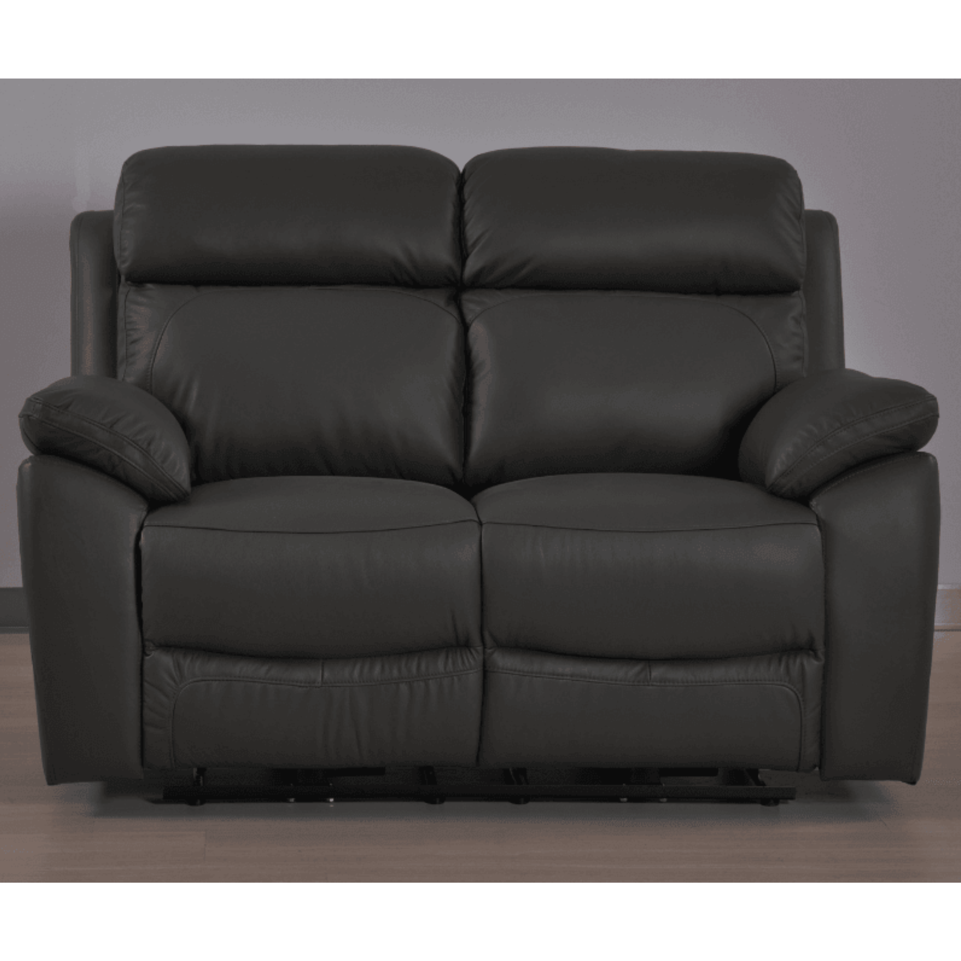 Black leather sofa on a plain background