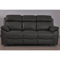 Black leather sofa on a plain background