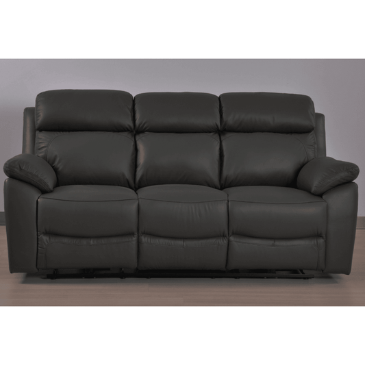 Black leather sofa on a plain background