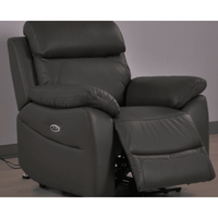 Gray recliner chair with armrests on a plain background