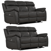 Dandrea Genuine Leather Grey Electric Power Recliner 3+3 Seater Sofa Set