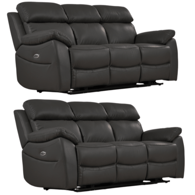 Dandrea Genuine Leather Grey Electric Power Recliner 3+3 Seater Sofa Set