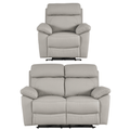 Dandrea Light Grey Genuine Leather Recliner 2+1 Sofa Set