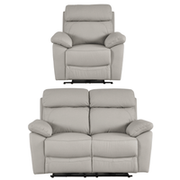 Dandrea Genuine Leather Light Grey Electric Power Recliner 2+1 Seater Sofa Set