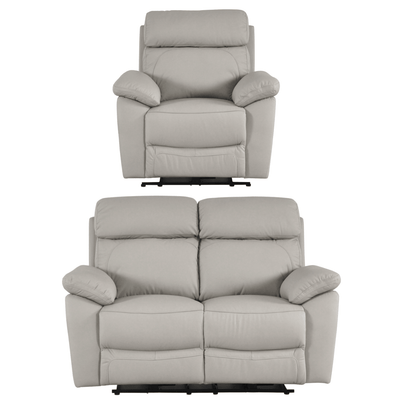 Dandrea Genuine Leather Light Grey Electric Power Recliner 2+1 Seater Sofa Set