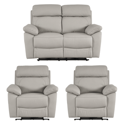 Dandrea Genuine Leather Light Grey Electric Power Recliner 2+1+1 Seater Sofa Set