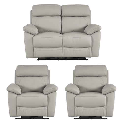 Dandrea Genuine Leather Light Grey Electric Power Recliner 2+1+1 Seater Sofa Set