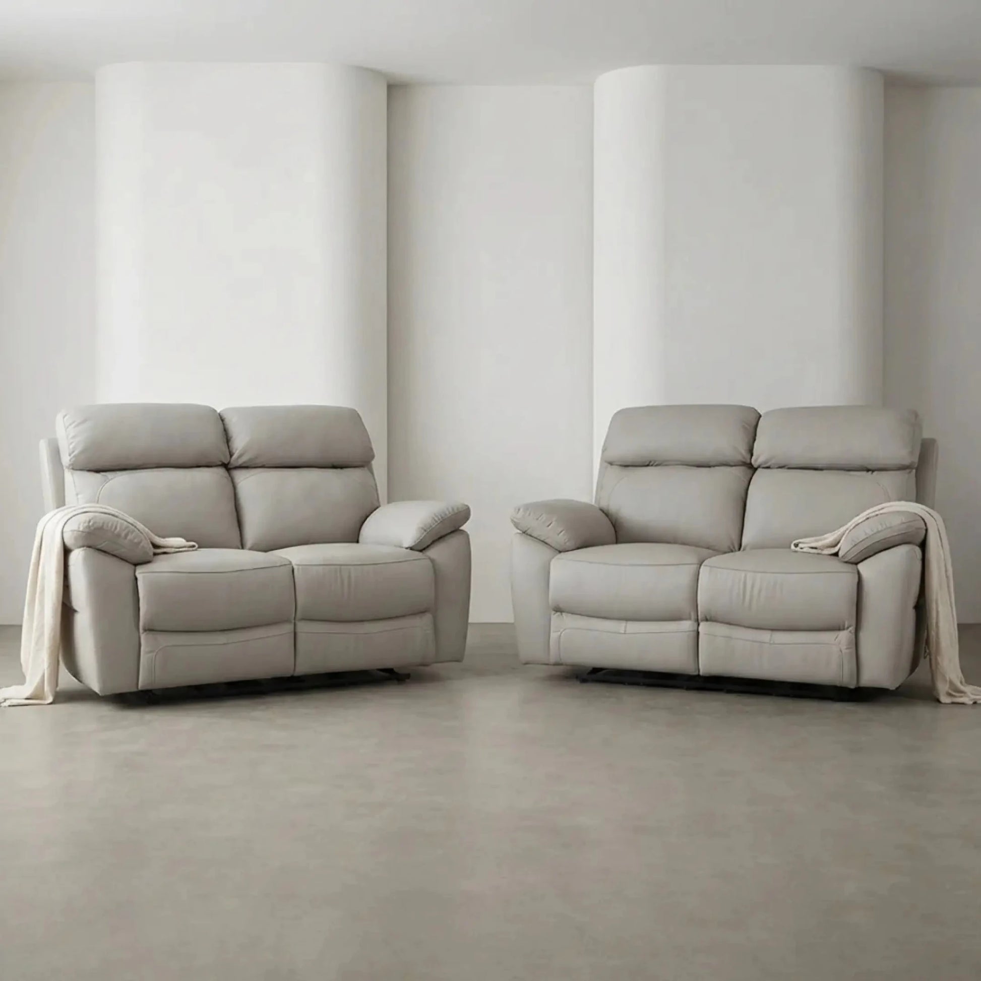 Dandrea Genuine Leather Light Grey Electric Power Recliner 2+2 Seater Sofa Set - Furniture Instore