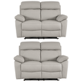 Dandrea Light Grey Genuine Leather Recliner 2+2 Sofa Set