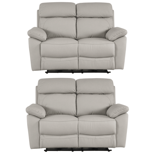 Dandrea Genuine Leather Light Grey Electric Power Recliner 2+2 Seater Sofa Set