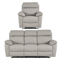 Dandrea Genuine Leather Light Grey Electric Power Recliner 3+1 Seater Sofa Set