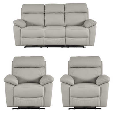 Dandrea Genuine Leather Light Grey Electric Power Recliner 3+1+1 Seater  Sofa Set