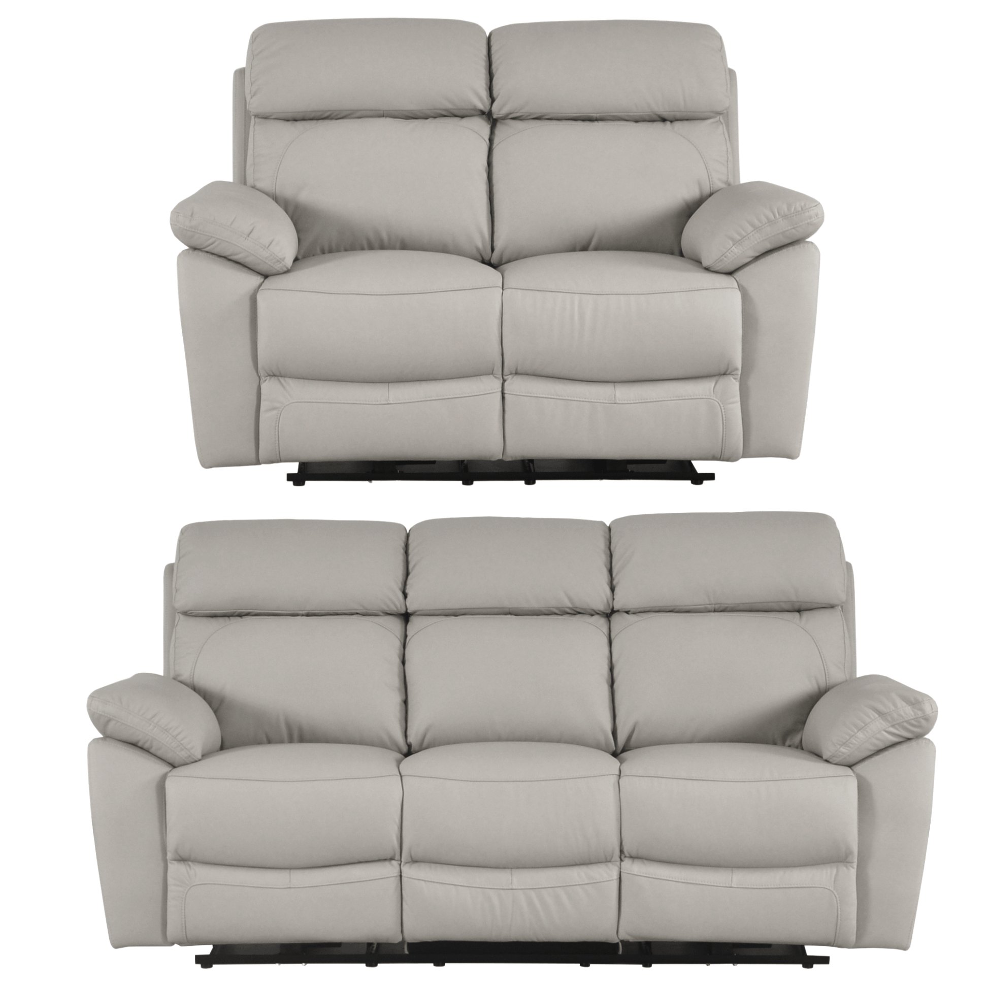 Gray reclining sofa set on a white background