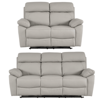 Dandrea Genuine Leather Light Grey Electric Power Recliner 3+2 Seater Sofa Set