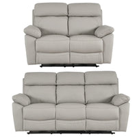 Dandrea Genuine Leather Light Grey Electric Power Recliner 3+2 Seater Sofa Set