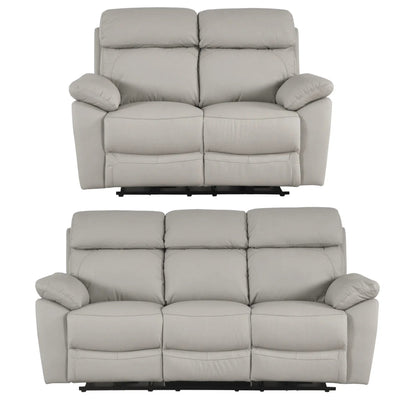 Dandrea Genuine Leather Light Grey Electric Power Recliner 3+2 Seater Sofa Set