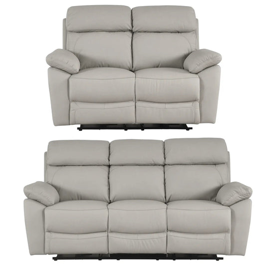 Dandrea Genuine Leather Light Grey Electric Power Recliner 3+2 Seater Sofa Set - Furniture Instore