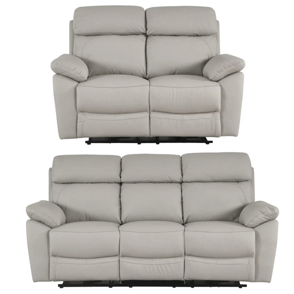 Dandrea Genuine Leather Light Grey Electric Power Recliner 3+2 Seater Sofa Set