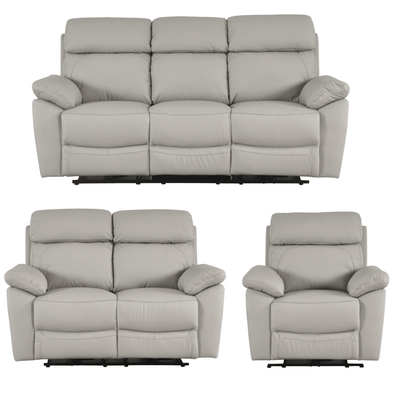Dandrea Genuine Leather Light Grey Electric Power Recliner 3+2+1 Seater  Sofa Set