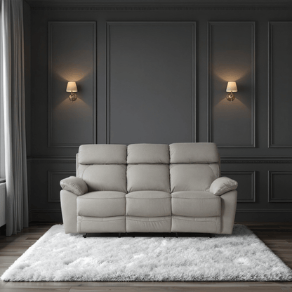 grey leather 3 seater front facing room setting