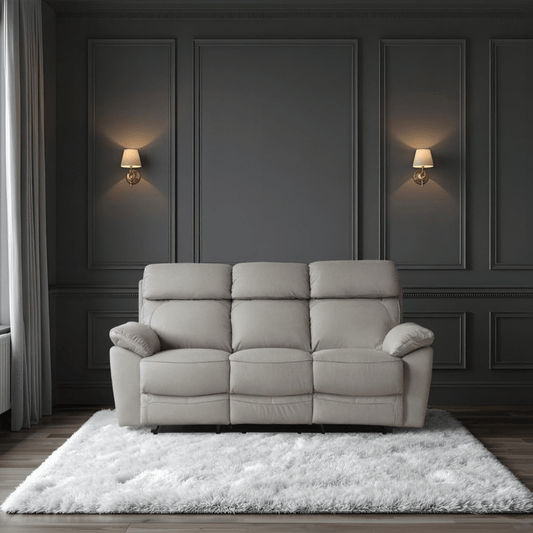 grey leather 3 seater front facing room setting