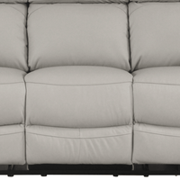 close up of grey leather sofa bottom