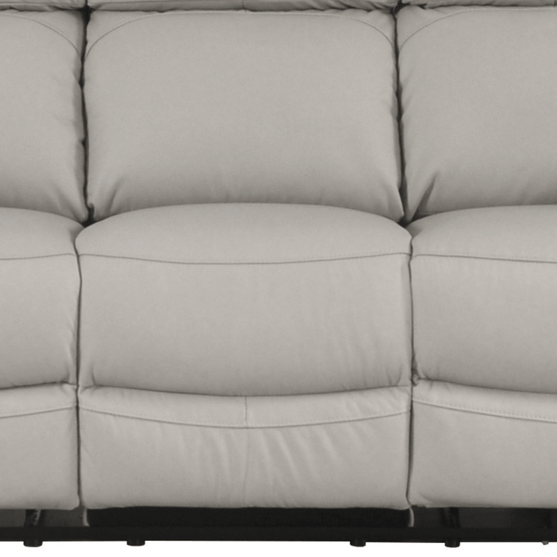 close up of grey leather sofa bottom