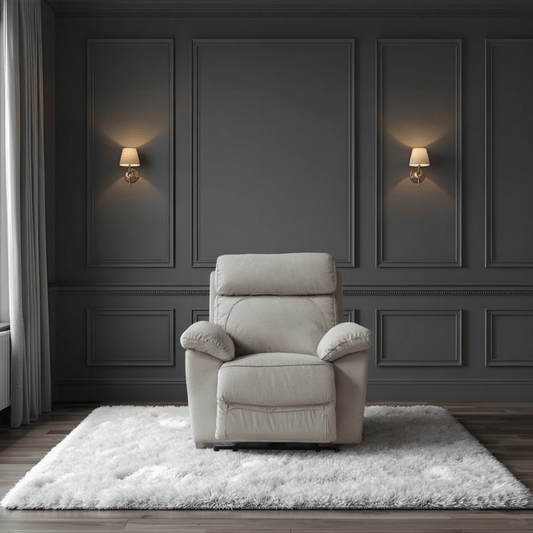 grey leather armchair front facing room setting 