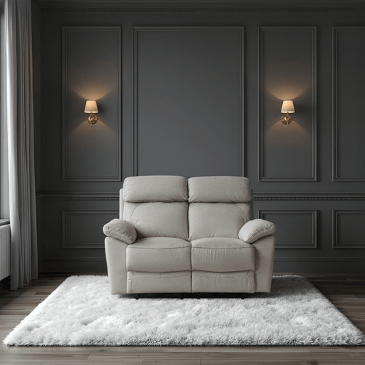 grey leather 2 seater front facing room setting 