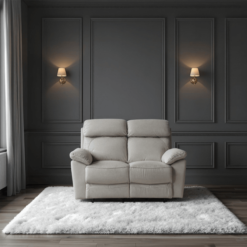 grey leather 2 seater front facing room setting 